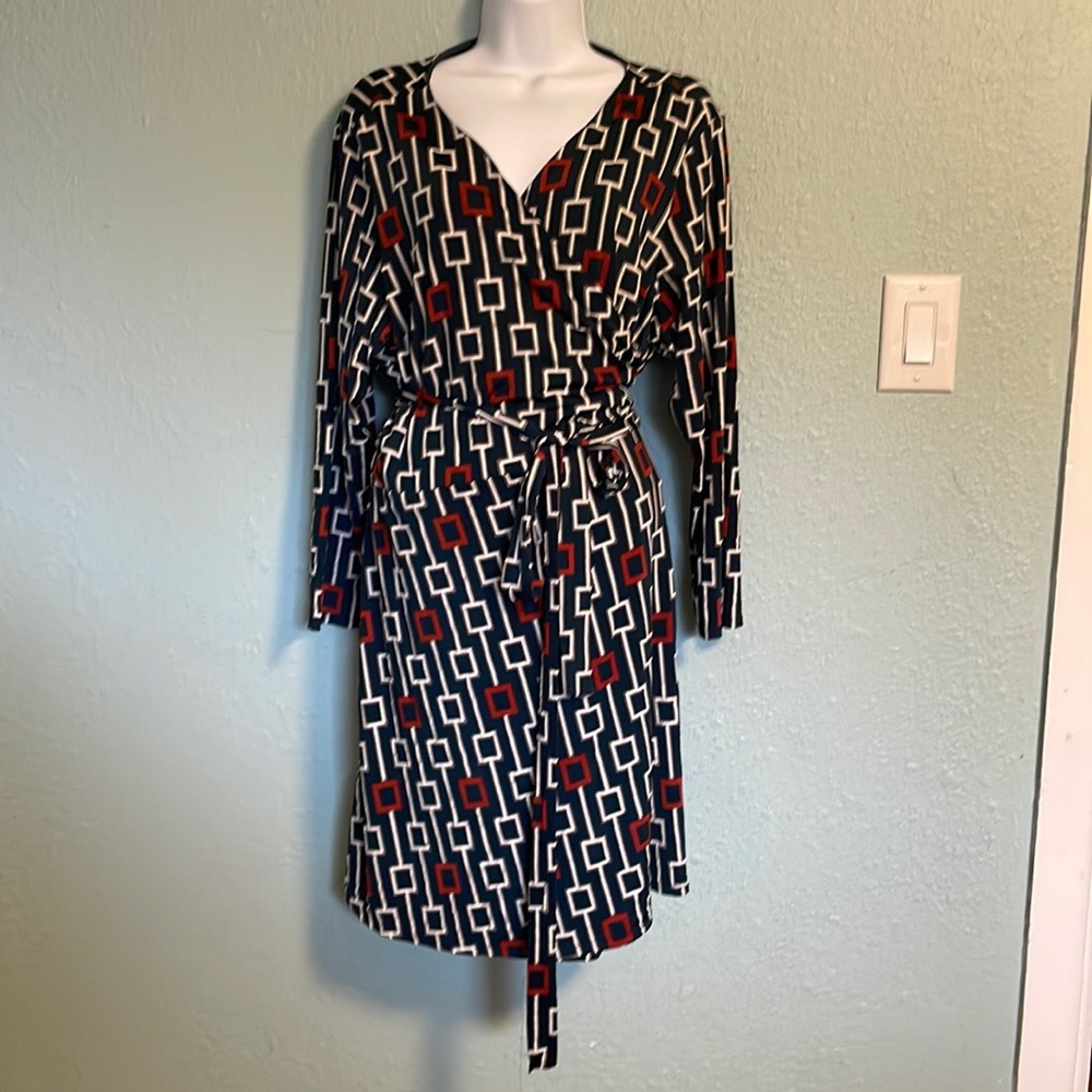 Emerald Geo Print Wrap Dress - 2XL